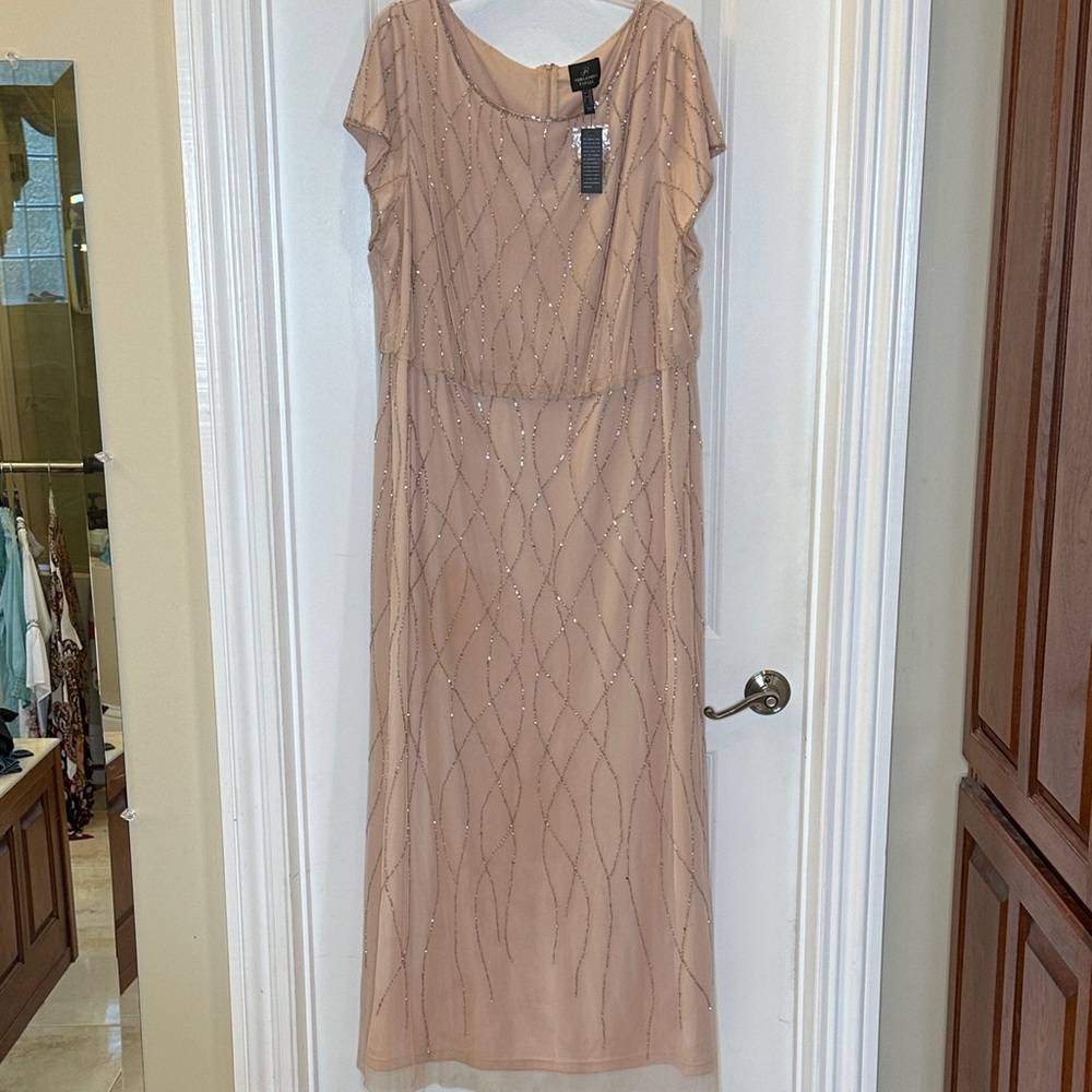 Adrianna Papell Nude Beaded Dress